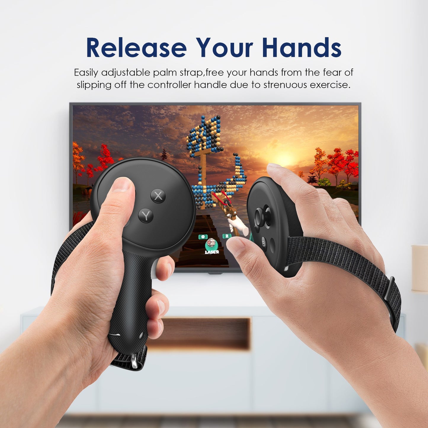 Upgraded Controller Grips Protector Compatible with Oculus/Meta Quest 3/3S, Non-Slip Handle Cover with Battery Opening, Accessories Made for Meta