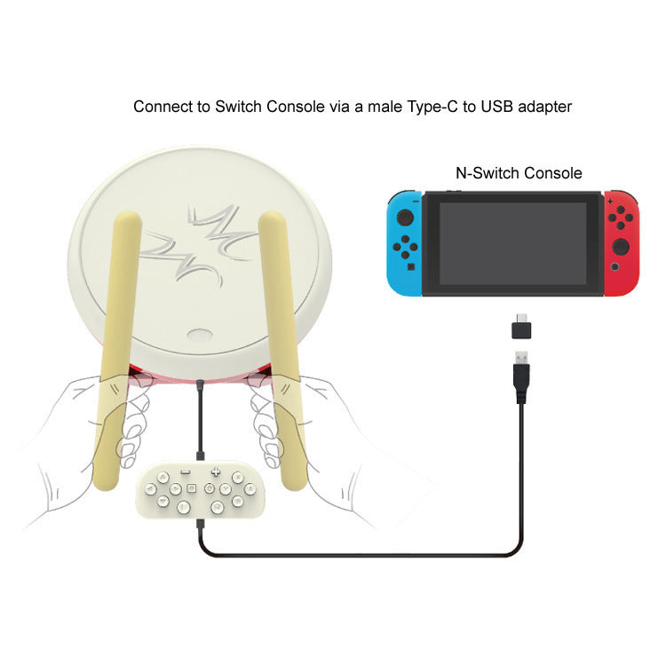 "Nintendo Switch Taiko Drum Controller | Official Style Drum for Taiko no Tatsujin Rhythm Game | 10.8×10.8×3.5in | USB Powered | Authentic Japanese Taiko Drum Experience (970g)"