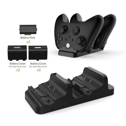 "Xbox Series X/S & One Controller Dual Charging Station | Fast Wireless Charger Dock for Xbox One/X/S Controllers | Includes 2 Rechargeable Batteries | 5.7×1.6×5.3in Slim Design | USB Powered (Black)"