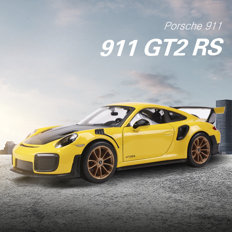 Porsche 911 GT2 RS 1:24 Scale Die-Cast Alloy Supercar Model – Limited Edition Collectible Racing Car Replica with Display Stand, Perfect Gift for Car Enthusiasts & Kids