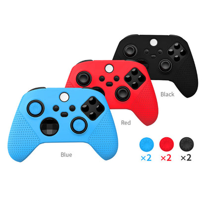 Xbox Series X/S Controller Silicone Grip Cover - Anti-Slip Textured Skin with Thumbstick Caps - Premium Protective Case for XSX/XSS Controllers (Red/Blue/Black) - Enhanced Comfort for All Gamer Levels
