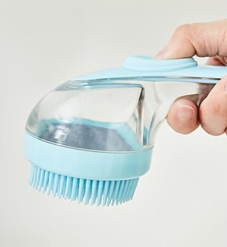 Pet Bath Brush with Body Wash Dispenser: Silicone Massage Design, Suitable for Both Cats and Dogs, Can Be Used as a Exfoliating Bath Comb (Green)