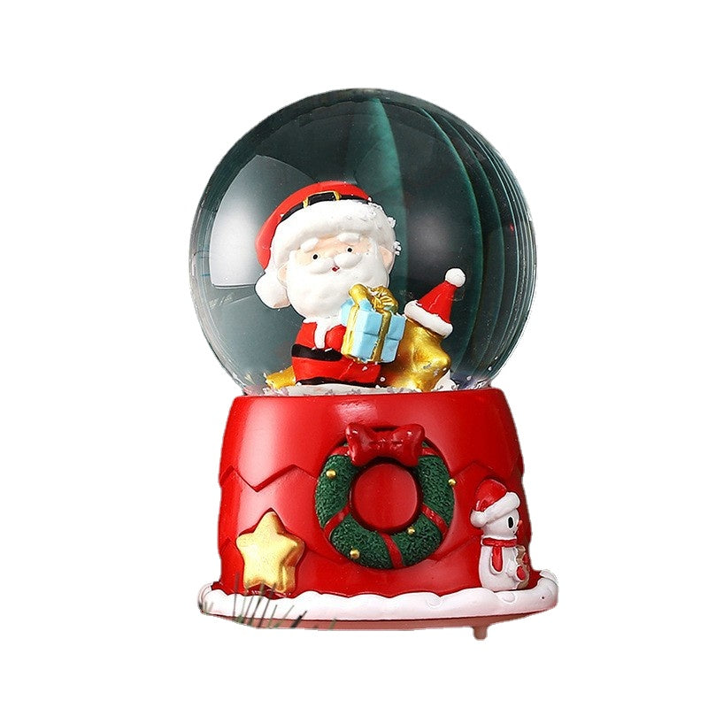 Santa Claus Light-Up Crystal Ball - Automatic Snowfall - Creative Christmas Gift for Classmates - Music Box Desktop Ornament
