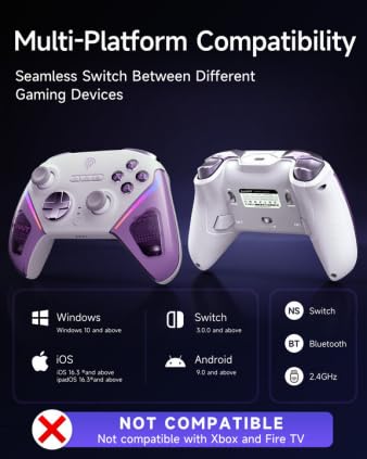Wireless Game Controller for PC, Switch and Android, Bluetooth Gaming Gamepad, Ergonomic Grip, Responsive Controls and Precision Joystick