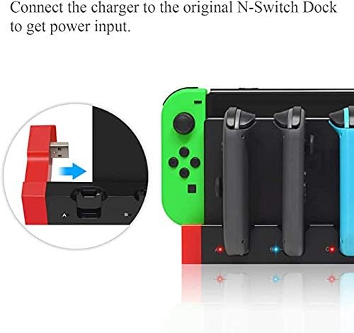 4in1 Charger for Nintendo Switch Joycon, Charger Station Stand for JoyCons Accessories with LED Indication (B)