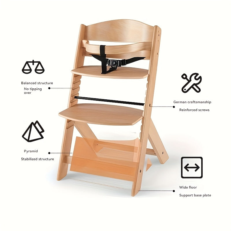 Baby360 GRO 3-in-1 Wooden Highchair – Adjustable Baby to Big Kid Chair (6 Months to 10 Years)