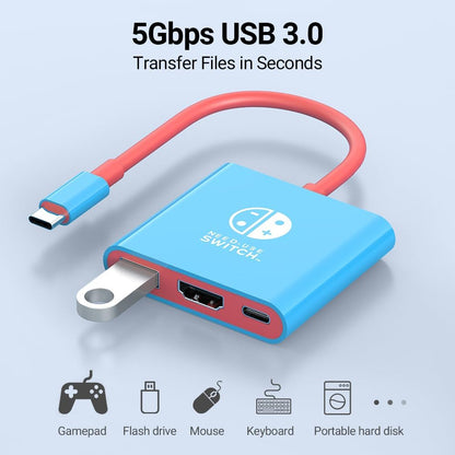 Switch Dock, 4K@60Hz Switch Docking Station 3 in 1 Switch Travel Dock with HDMI USB 3.0 PD100W Charing Port for Nintendo Steam Decck MacBook Laptop NOT for Switch2