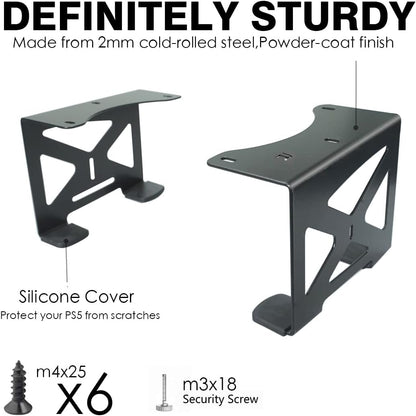 Monzlteck Under Desk Holder for PS5/PS5 Slim,Stealth Mount Compaitble with PlayStation 5 Disc & Digital Edition Console,Space Saving,DP-05