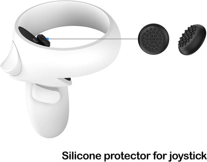 7 in 1 Silicone Cover Compatible with Meta/Oculus Quest 3 Accessories, VR Silicone Headset Controller Shell, Eyes, Face, Touch Controller Grip Case & Lens Cover-Black
