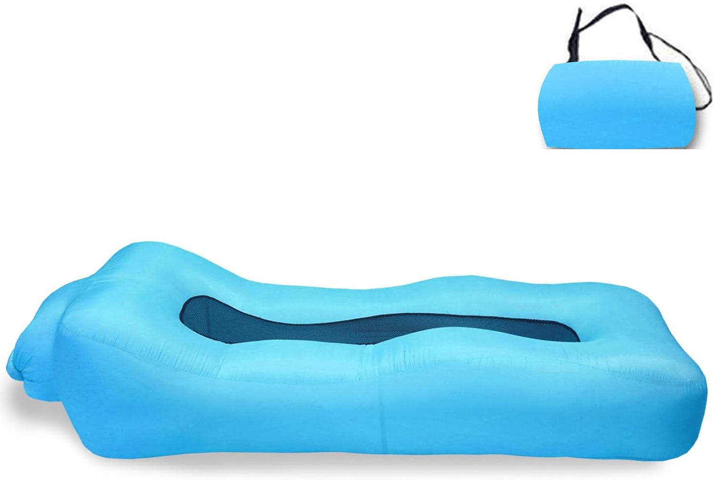 Compact Pump-Free Inflatable Lounger, Portable, Waterproof, Air Leakage-Proof Design, for Backyard Beach Trips Camping picnics and Music Festivals (D)