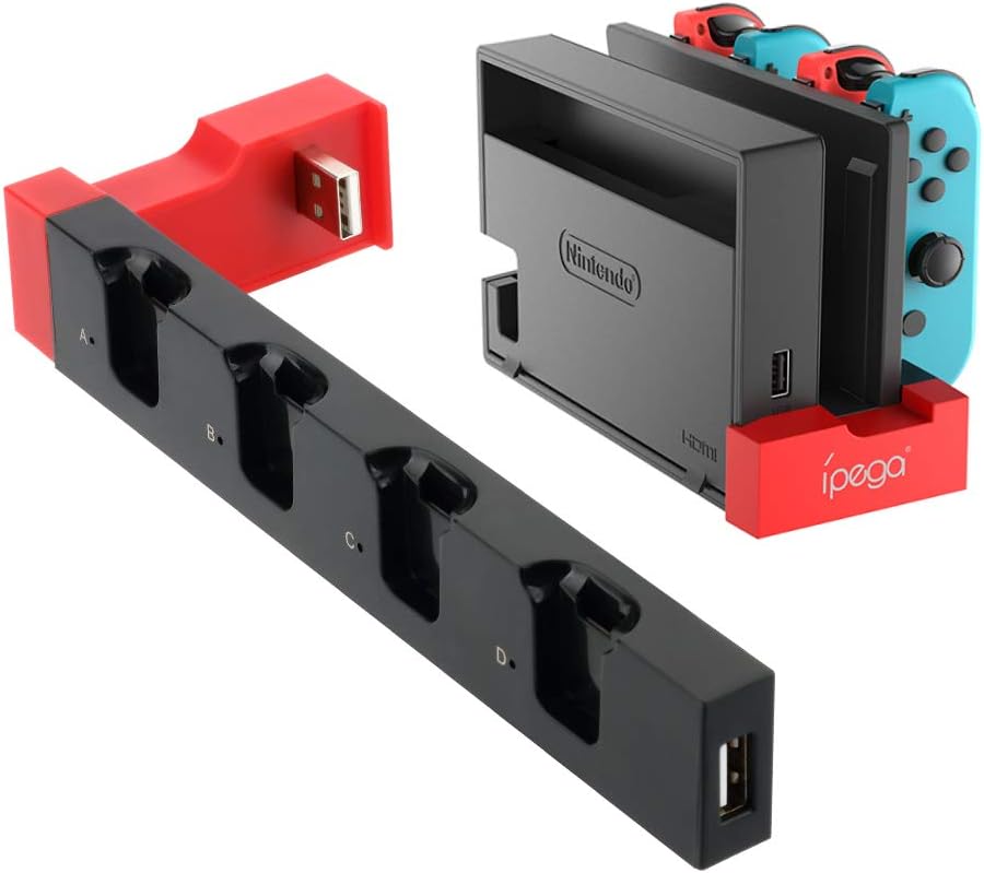 4in1 Charger for Nintendo Switch Joycon, Charger Station Stand for JoyCons Accessories with LED Indication (B)