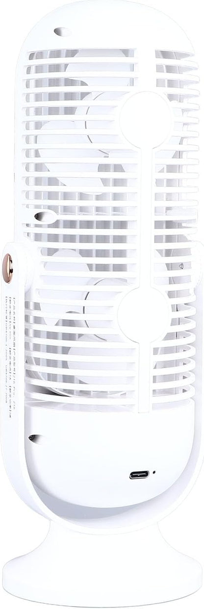 Table Tower Fan Portable USB Electric Cooling Fan with 5 Speeds Brushless Motor Standing Fans for Car Home Office (White)