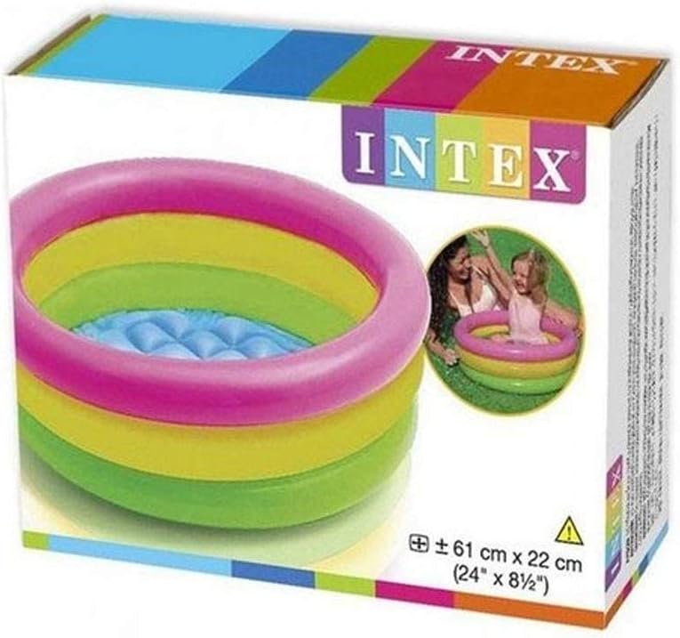 INTEX 57107NP - Sunset Glow Baby Pool, 3-Ring W/ Infl. Floor, Ages 1-3, Size 61cmx22cm