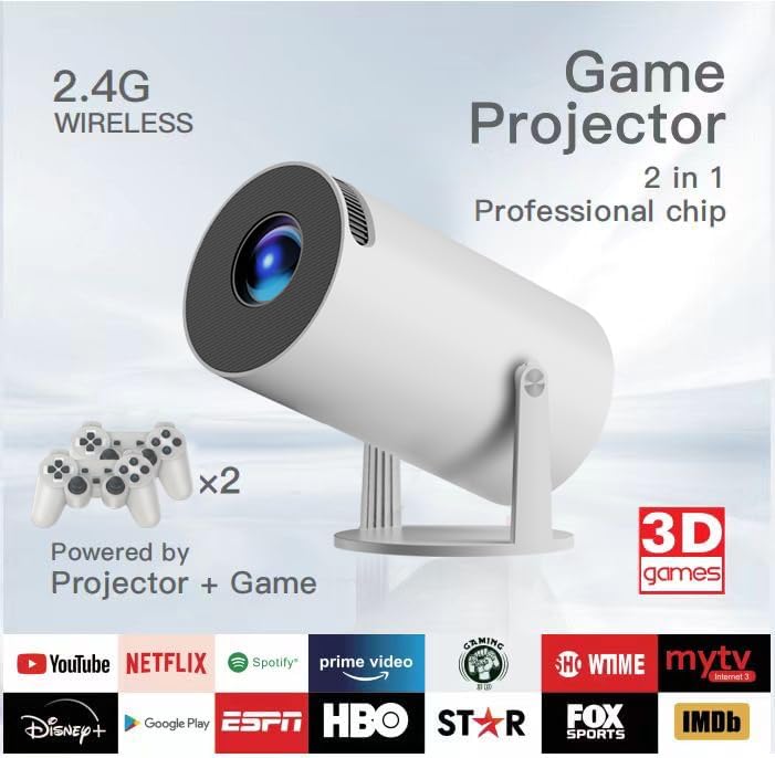 X10 Plus Retro handheld model with Projector, Plug and Play TV Video Game Stick, 4K HD Portable Projector with 10000+ Games, 2.4g Wireless Controllers, HDMI Output, WiFi