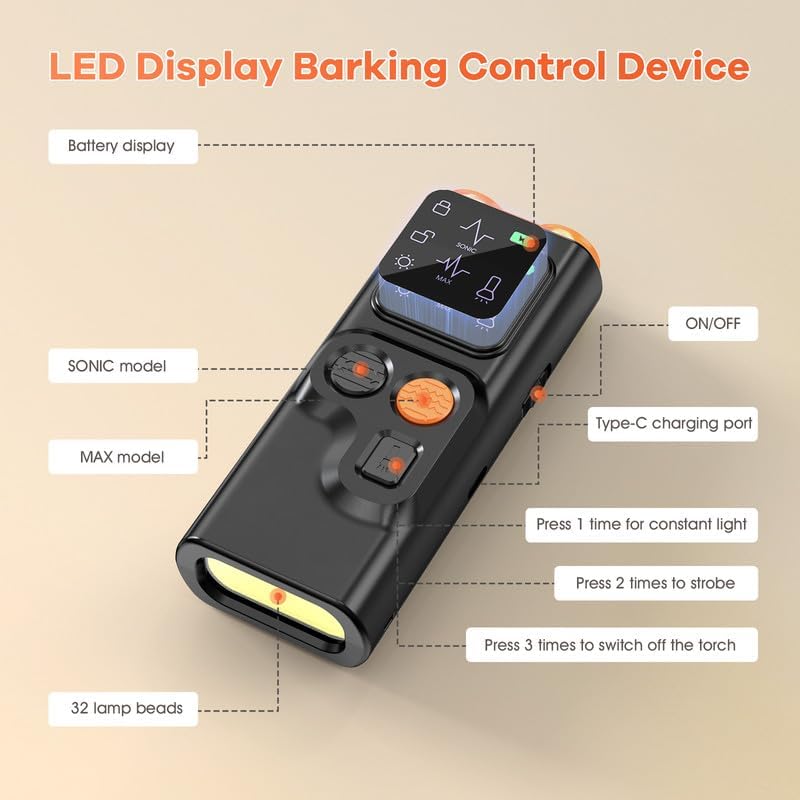 Anti Barking Device,4 Modes Ultrasonic Dog Repeller,Auto Dog Barking Deterrent Devices,Rechargeable stop dogs barking device,Anti Bark Device for Dogs,3 In 1 dog barking control device,Safe In/Outdoor