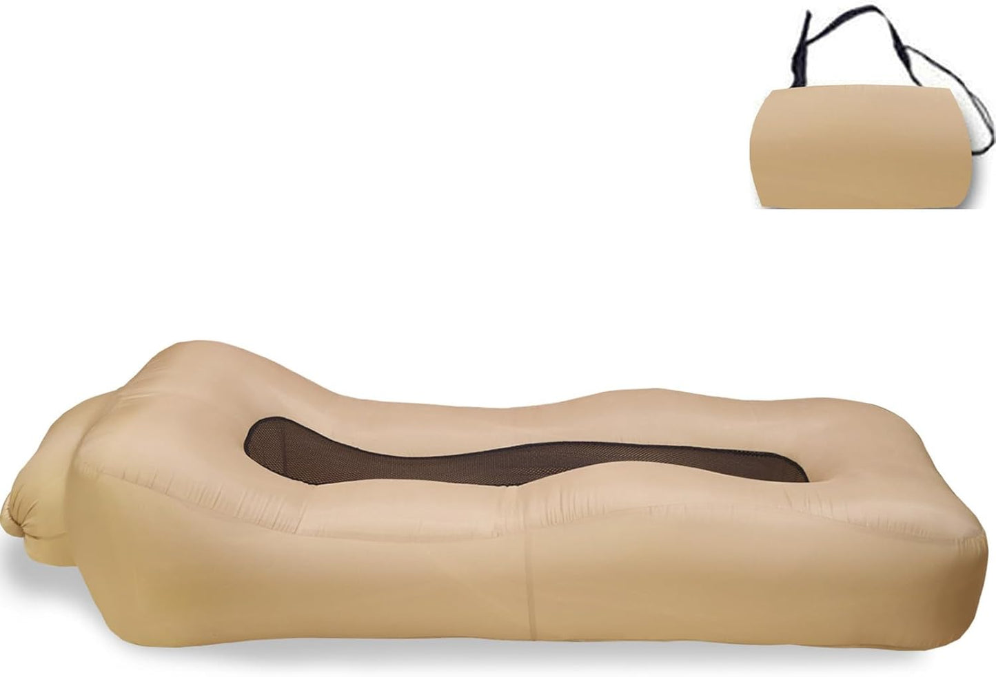 Compact Pump-Free Inflatable Lounger, Portable, Waterproof, Air Leakage-Proof Design, for Backyard Beach Trips Camping picnics and Music Festivals (D)