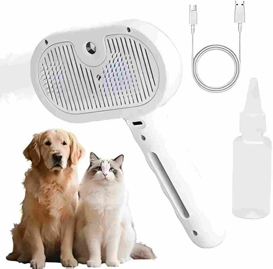 Viral Steam Brush for Dogs & Cats – Steamy Pet Grooming Tool - Blue Light Spray– Spray Comb for Shedding & Hair Removal – Perfect for Haired Pets – Deshedding Brush with Mist for Bath, Spa & Massage
