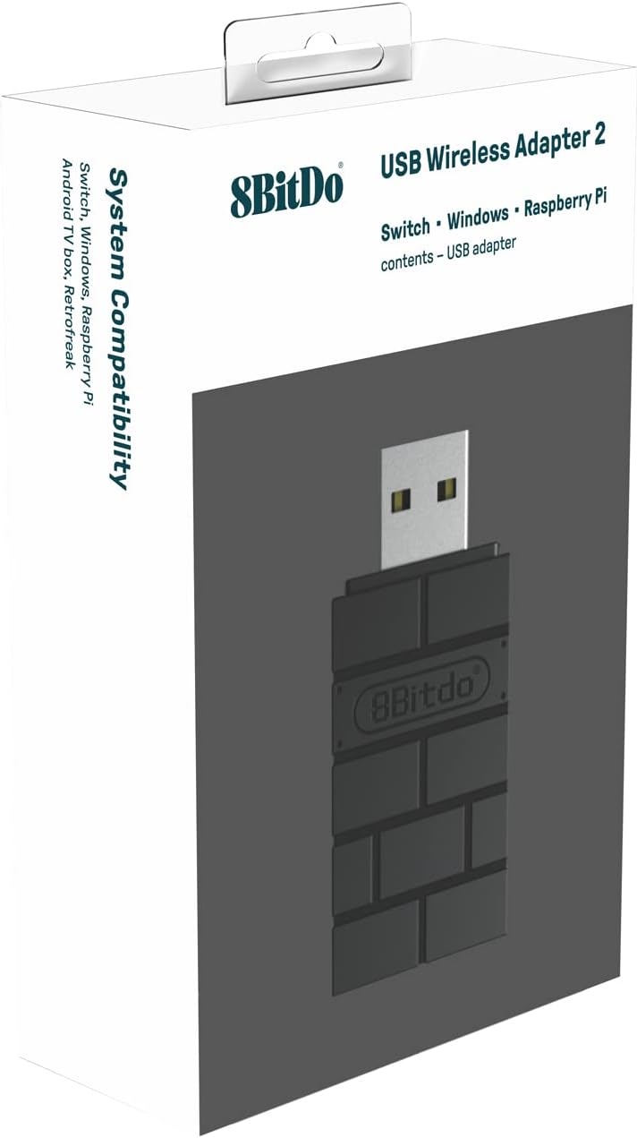 8Bitdo Wireless USB Adapter 2 for Switch, Switch OLED, Windows PC, Mac and Raspberry Pi, for PS5, PS4, Switch Pro Controller and More (Nintendo Switch//)