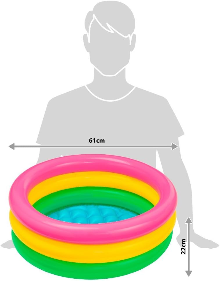 INTEX 57107NP - Sunset Glow Baby Pool, 3-Ring W/ Infl. Floor, Ages 1-3, Size 61cmx22cm