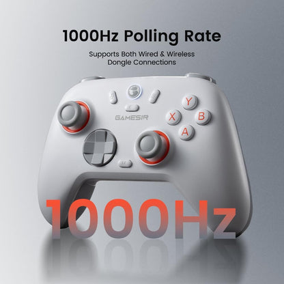 Wireless Bluetooth Game Controller for PC Switch Mobile Devices, 2.4GHz Gaming Gamepad with Hall Effect Joysticks, 1000Hz Polling Rate, Trigger Stops, Programmable Back Buttons, Turbo, Rechargeable Battery (White)