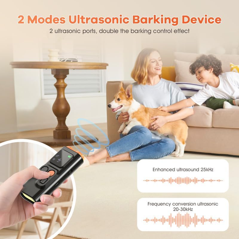 Anti Barking Device,4 Modes Ultrasonic Dog Repeller,Auto Dog Barking Deterrent Devices,Rechargeable stop dogs barking device,Anti Bark Device for Dogs,3 In 1 dog barking control device,Safe In/Outdoor
