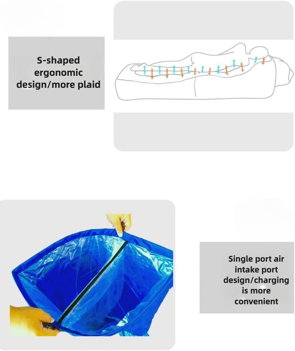 Compact Pump-Free Inflatable Lounger, Portable, Waterproof, Air Leakage-Proof Design, for Backyard Beach Trips Camping picnics and Music Festivals (D)