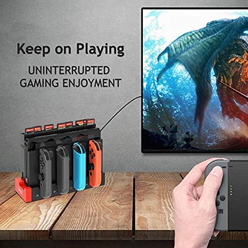 4in1 Charger for Nintendo Switch Joycon, Charger Station Stand for JoyCons Accessories with LED Indication (B)