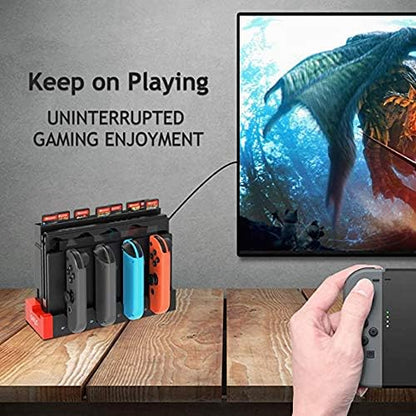 4in1 Charger for Nintendo Switch Joycon, Charger Station Stand for JoyCons Accessories with LED Indication (B)