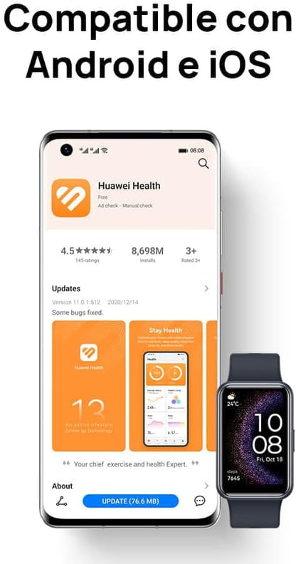 HUAWEI Watch FIT Special Edition, Smartwatch 1.64 Inch HD AMOLED Display, Professional Health Management, GPS, Practical Assistant in Everyday Life, Black