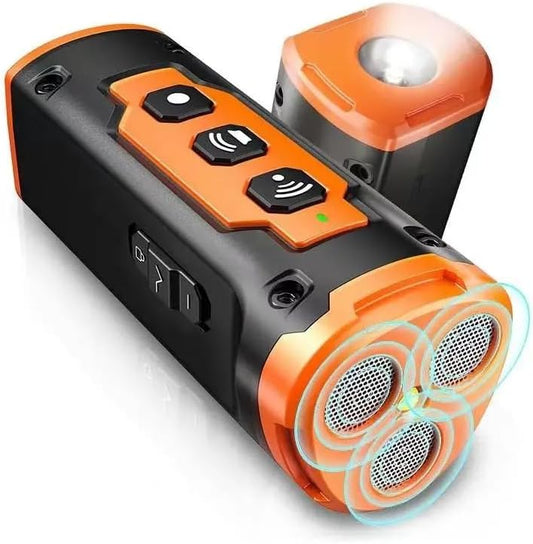 Ultrasonic Dog Repeller, Rechargeable Anti Barking Trainer with LED Flashlight : High-Frequency Pet Deterrent Device | Outdoor/Indoor Dog Behavior Control for Pet Owners (Orange)