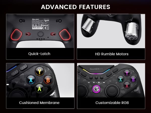 GameSir Tarantula Pro Wireless Controller for Switch/PC/iOS/Android with Charging Dock, Bluetooth 2.4G Wired Controller with Anti-Drift TMR Sticks, 9 Mappable Buttons, RGB Lighting,1200mAh
