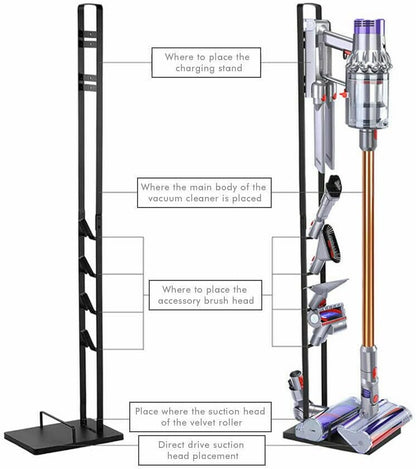 Freestanding Vacuum & Accessories Stand for Dyson V6 V7 V8 V10 V11 (Black)