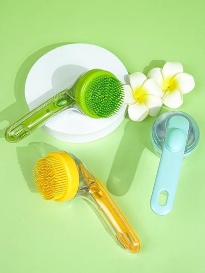 Pet Bath Brush with Body Wash Dispenser: Silicone Massage Design, Suitable for Both Cats and Dogs, Can Be Used as a Exfoliating Bath Comb (Green)