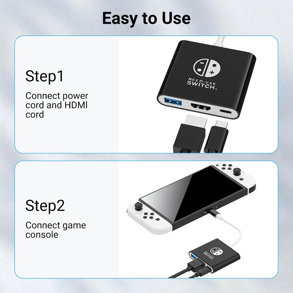 Switch Dock, 4K@60Hz Switch Docking Station 3 in 1 Switch Travel Dock with HDMI USB 3.0 PD100W Charing Port for Nintendo Steam Decck MacBook Laptop NOT for Switch2