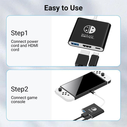 Switch Dock, 4K@60Hz Switch Docking Station 3 in 1 Switch Travel Dock with HDMI USB 3.0 PD100W Charing Port for Nintendo Steam Decck MacBook Laptop NOT for Switch2