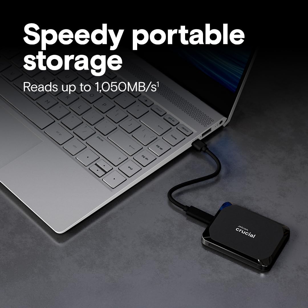 Crucial X9 4TB Portable SSD - up to 1050MB/s - PC and Mac, with Mylio Photos+ Offer - USB 3.2 External Solid State Drive - CT4000X9SSD902