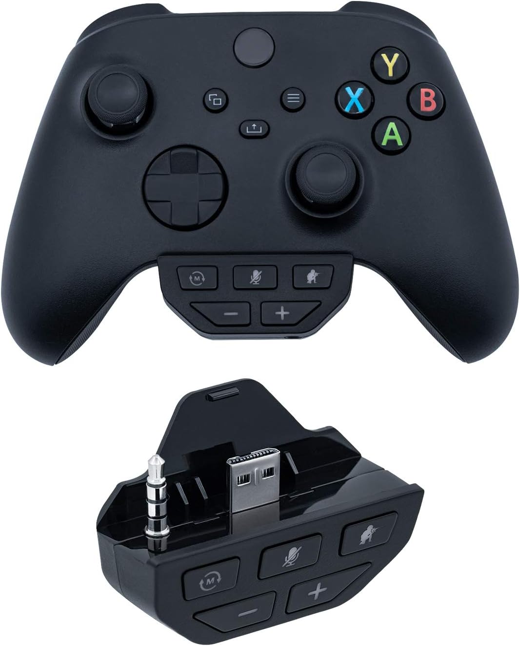 Mcbazel Headset Adapter for Xbox Series X/S Stereo Headset Audio Adapter with Volume Adjustment for Xbox One with 3.5mm Jack Controllers/Xbox Series X & Series S,Xbox ONE/ONE S Controllers - Black