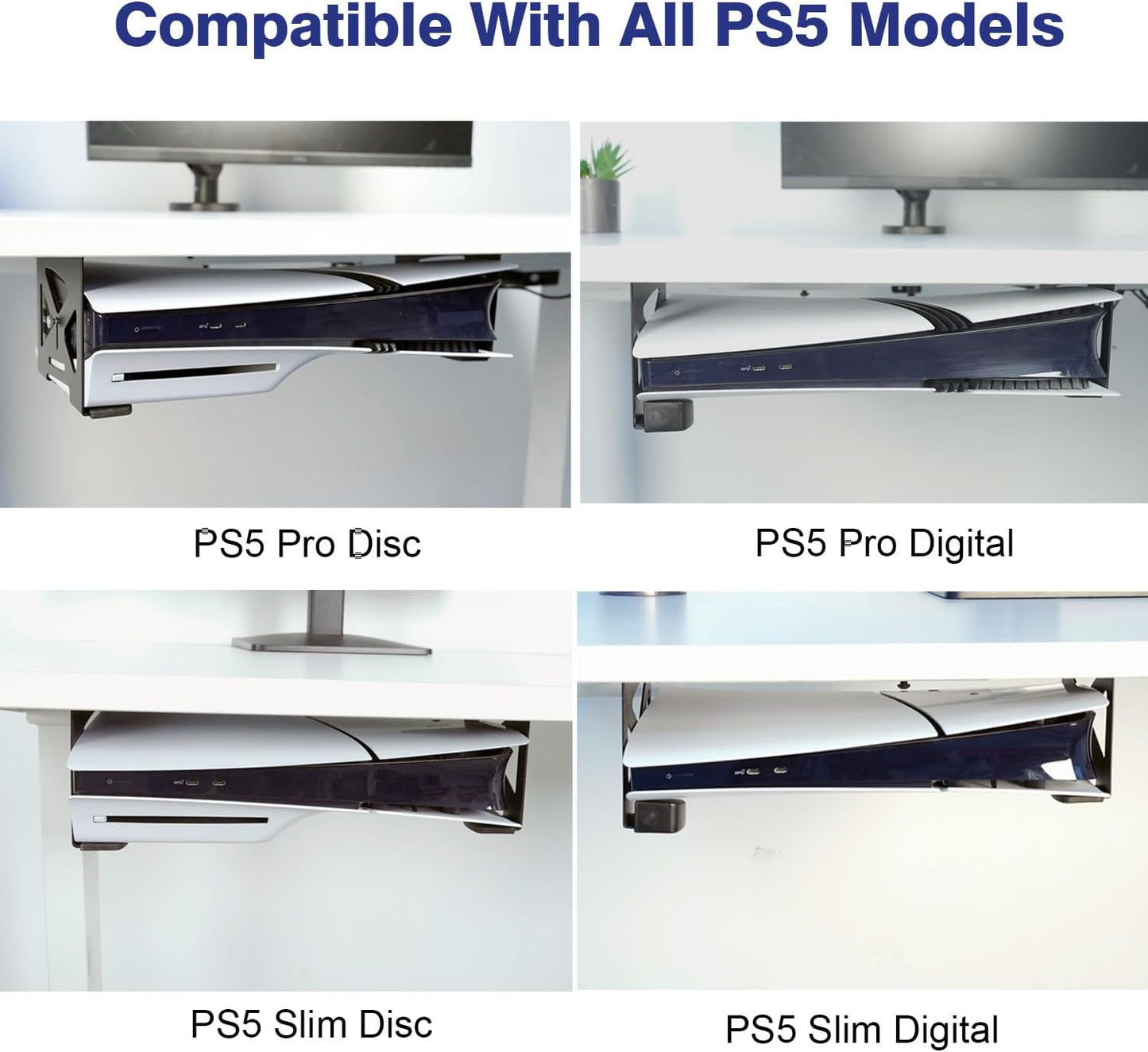 Monzlteck Under Desk Holder for PS5/PS5 Slim,Stealth Mount Compaitble with PlayStation 5 Disc & Digital Edition Console,Space Saving,DP-05