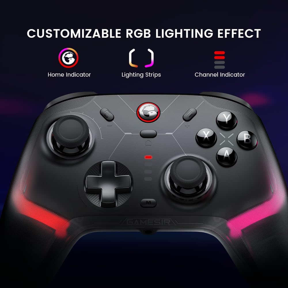 GameSir Cyclone 2 Wireless Gaming Controller for PC/Switch/iOS/Android with TMR Sticks, 1000Hz Polling Rate, RGB Lighting & Charging Dock – White