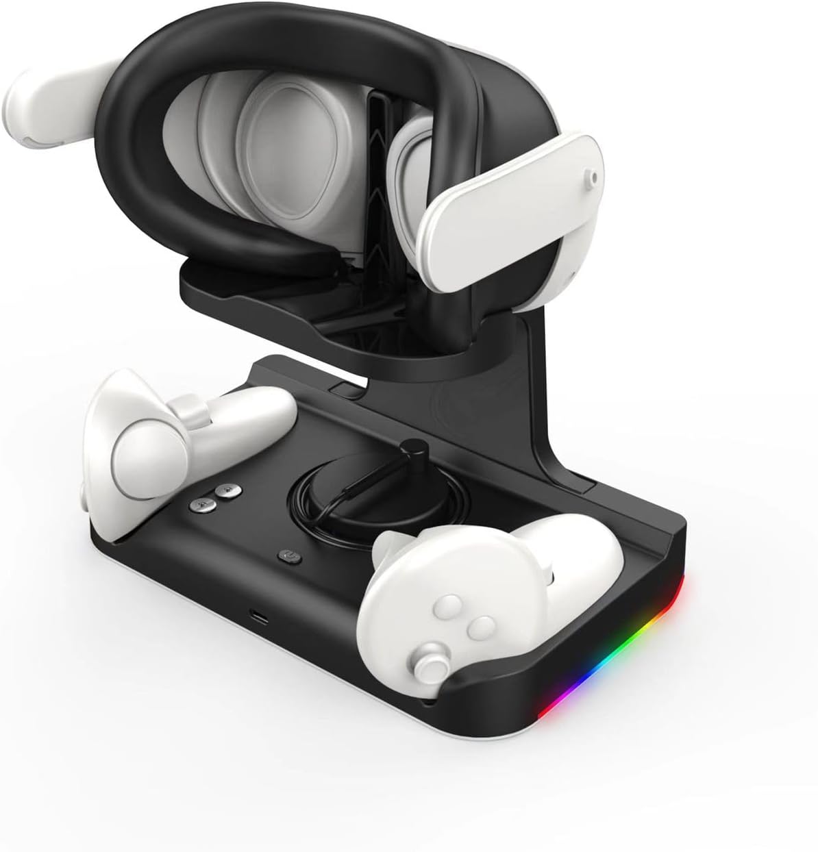 Charging Dock for Meta Quest 3 VR Headset Charging Stand Grip snap-fit Charging Station for VR Headset (White)