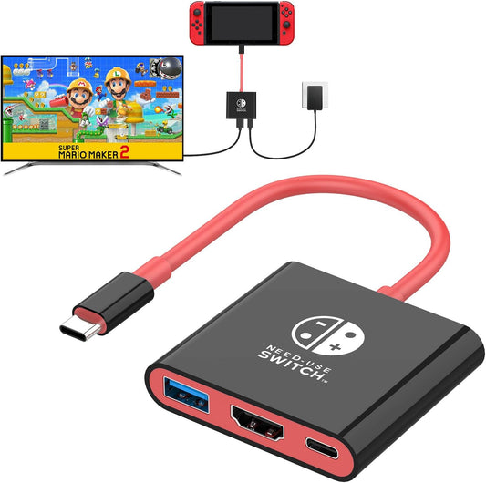 Switch Dock, 4K@60Hz Switch Docking Station 3 in 1 Switch Travel Dock with HDMI USB 3.0 PD100W Charing Port for Nintendo Steam Decck MacBook Laptop NOT for Switch2