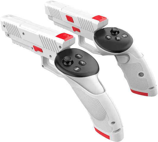 YRXVW Weighted PistoI Grip VR Stock Controller Accessories for Oculus Quest 3, Controller Grips, Enhanced FPS Games Experience Holding Feels, Anti Slip Handle Shell Cover Protector (White)