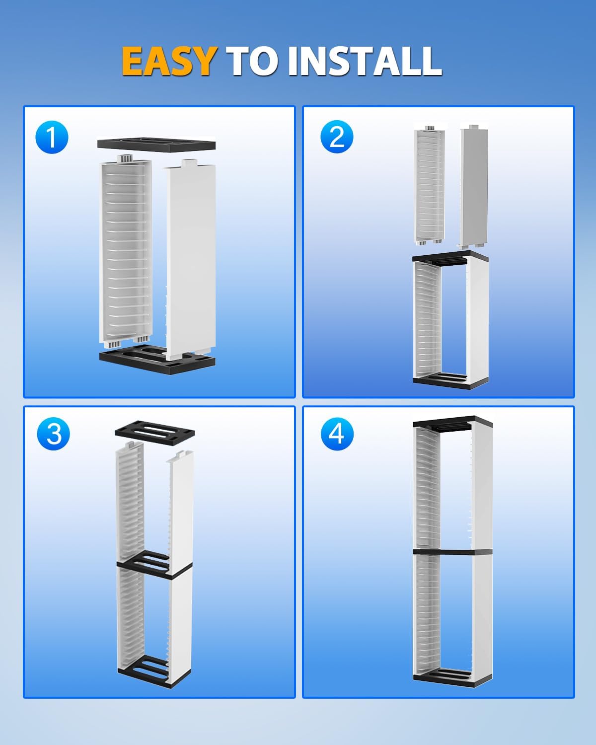 Nargos Video Game Storage Stand Tower for PS5/ PS4/ PS3/ Xbox Series S & X/Xbox one Game, Universal Game Disc Holder Vertical Blu Ray Case Organizer
