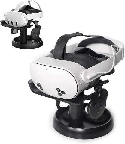 AMVR Stand Holder Compatible with Quest 3s/Quest 3/Quest 2/Pico 4/Vision Pro/for PSVR 2 - Universal VR Headset Display Dock, Stable Bracket Storage Round Base, Mount Install Easy