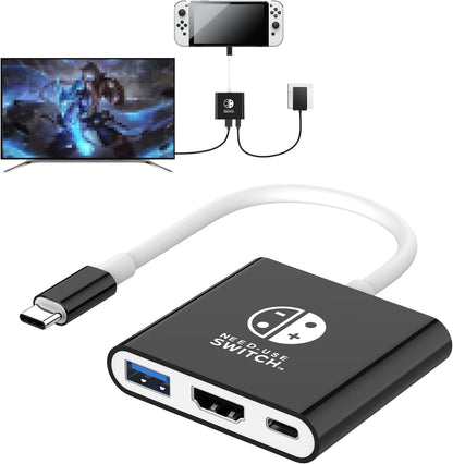 Switch Dock, 4K@60Hz Switch Docking Station 3 in 1 Switch Travel Dock with HDMI USB 3.0 PD100W Charing Port for Nintendo Steam Decck MacBook Laptop NOT for Switch2