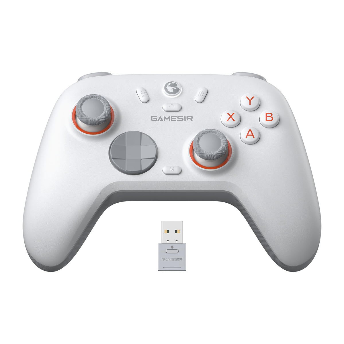 Wireless Bluetooth Game Controller for PC Switch Mobile Devices, 2.4GHz Gaming Gamepad with Hall Effect Joysticks, 1000Hz Polling Rate, Trigger Stops, Programmable Back Buttons, Turbo, Rechargeable Battery (White)