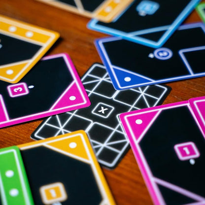 USAOPOLY TACTA Card Game, Fast-Paced Strategic Shape Matching Party Game for All Ages, Connect, Cover & Conquer to Win, Unique Gameplay with Deluxe Foil Cards, 2+ Players, Ages 7+