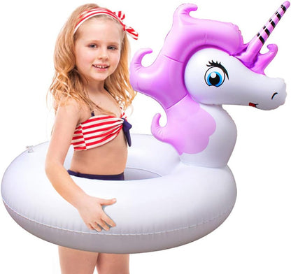 Unicorn Pool Float, Pool Floats for Kids Inflatable Unicorn Float for Pool Kids Floaties Swim Rings Summer Toys for 5 10 Year Old Girls Boys Toddlers Child Floating Tubes