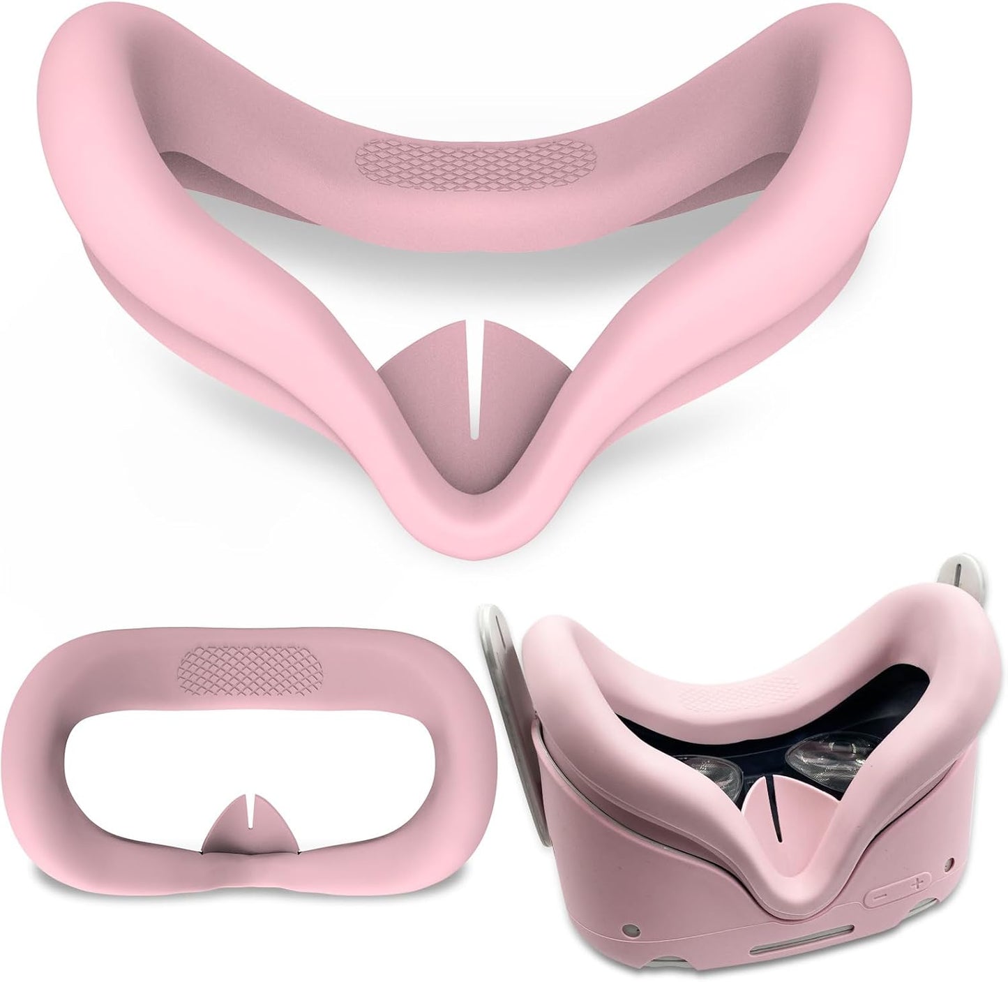 Silicone Protective Cover Set for Meta Quest 2, Red Shell Cover with Controller Grips, Face Cover, Lens Cover, Eye Cover, 9-Piece Accessory Kit (Pink)