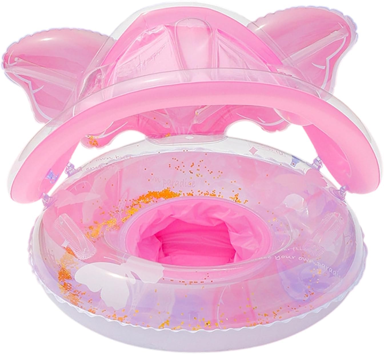 Baby Pool Float, Sun Protection Baby Canopy Pool Float, Butterfly Shape Raft Mat Lounge Boat for Outdoor Summer Swimming